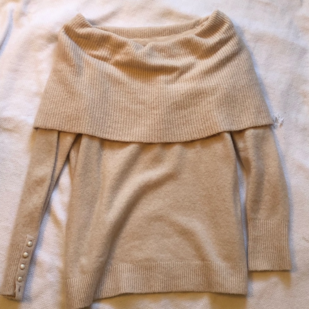 Off shoulder beige sweater